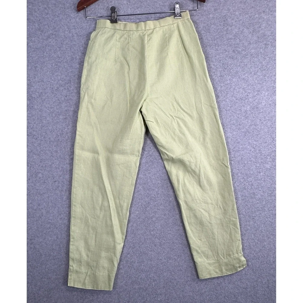 Talbots Petites Irish Linen Trousers Size 2P Light‎ Green Lined Straight Leg VTG